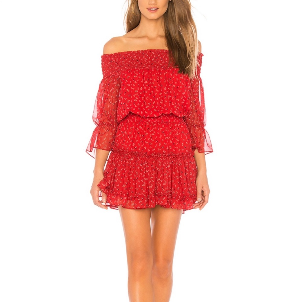 Misa red off the shoulder dress